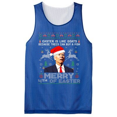 Merry 4th Of Easter Funny Biden Ugly Christmas Sweater   Mesh Reversible Basketball Jersey Tank