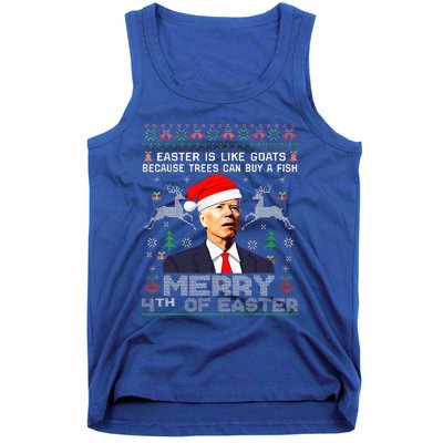 Merry 4th Of Easter Funny Biden Ugly Christmas Sweater   Tank Top