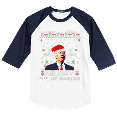 Merry 4th Of Easter Funny Biden Ugly Christmas Sweater   Baseball Sleeve Shirt