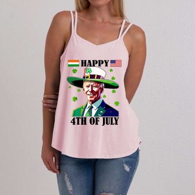 Merry 4th Of Easter Funny Joe Biden St Patricks Day Confused Women's Strappy Tank