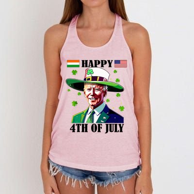 Merry 4th Of Easter Funny Joe Biden St Patricks Day Confused Women's Knotted Racerback Tank