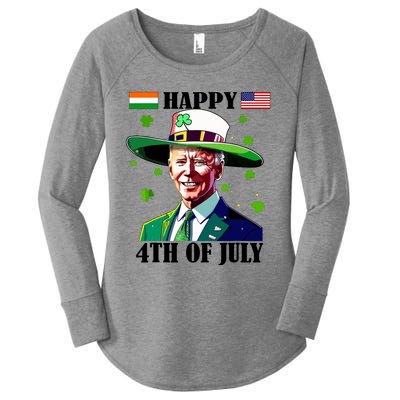 Merry 4th Of Easter Funny Joe Biden St Patricks Day Confused Women's Perfect Tri Tunic Long Sleeve Shirt