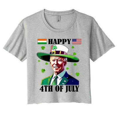 Merry 4th Of Easter Funny Joe Biden St Patricks Day Confused Women's Crop Top Tee