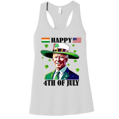 Merry 4th Of Easter Funny Joe Biden St Patricks Day Confused Women's Racerback Tank