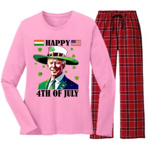 Merry 4th Of Easter Funny Joe Biden St Patricks Day Confused Women's Long Sleeve Flannel Pajama Set 