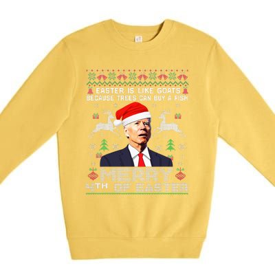 Merry 4th Of Easter Funny Biden Ugly Christmas Sweater Premium Crewneck Sweatshirt