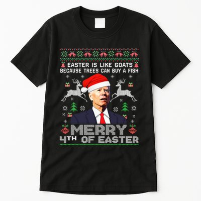 Merry 4th Of Easter Funny Biden Ugly Christmas Sweater Tall T-Shirt