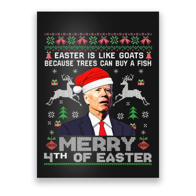 Merry 4th Of Easter Funny Biden Ugly Christmas Sweater Poster