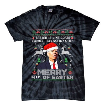 Merry 4th Of Easter Funny Biden Ugly Christmas Sweater Tie-Dye T-Shirt