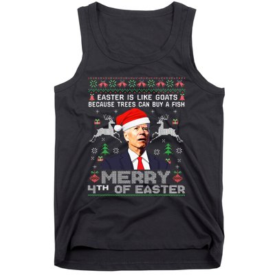 Merry 4th Of Easter Funny Biden Ugly Christmas Sweater Tank Top