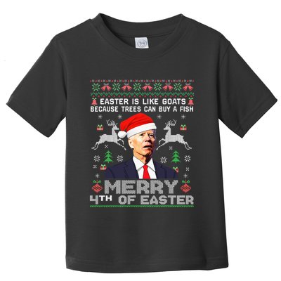 Merry 4th Of Easter Funny Biden Ugly Christmas Sweater Toddler T-Shirt