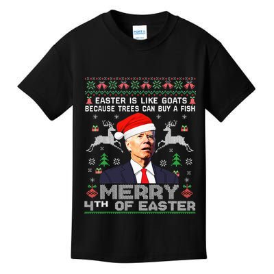 Merry 4th Of Easter Funny Biden Ugly Christmas Sweater Kids T-Shirt