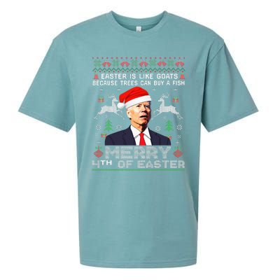 Merry 4th Of Easter Funny Biden Ugly Christmas Sweater Sueded Cloud Jersey T-Shirt