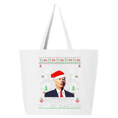 Merry 4th Of Easter Funny Biden Ugly Christmas Sweater 25L Jumbo Tote