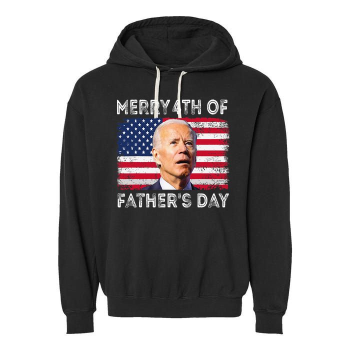 Merry 4th of July Father's Day 4th of July Garment-Dyed Fleece Hoodie