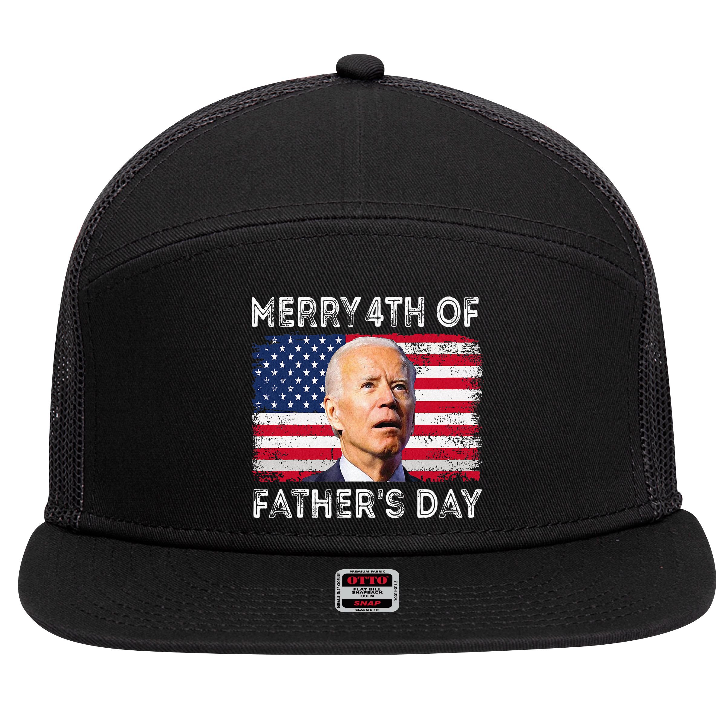 Merry 4th of July Father's Day 4th of July 7 Panel Mesh Trucker Snapback Hat
