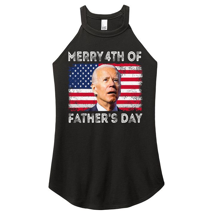 Merry 4th of July Father's Day 4th of July Women's Perfect Tri Rocker Tank