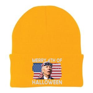 Merry 4th Of Halloween Confused Biden 4th Of July Cool Gift Knit Cap Winter Beanie