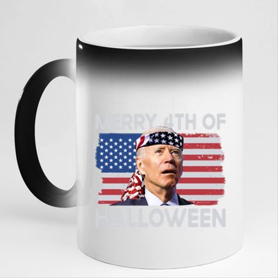 Merry 4th Of Halloween Confused Biden 4th Of July Cool Gift 11oz Black Color Changing Mug