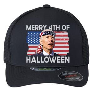 Merry 4th Of Halloween Confused Biden 4th Of July Cool Gift Flexfit Unipanel Trucker Cap