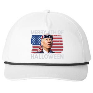 Merry 4th Of Halloween Confused Biden 4th Of July Cool Gift Snapback Five-Panel Rope Hat