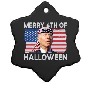 Merry 4th Of Halloween Confused Biden 4th Of July Cool Gift Ceramic Star Ornament