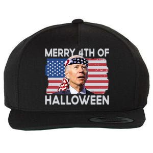 Merry 4th Of Halloween Confused Biden 4th Of July Cool Gift Wool Snapback Cap