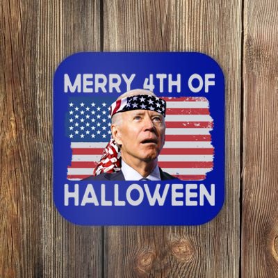 Merry 4th Of Halloween Confused Biden 4th Of July Cool Gift Coaster