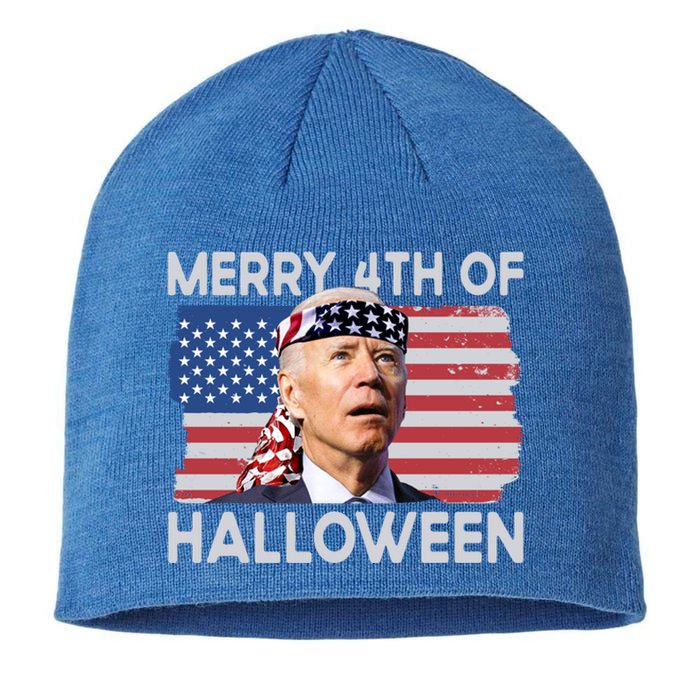 Merry 4th Of Halloween Confused Biden 4th Of July Cool Gift Sustainable Beanie