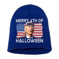 Merry 4th Of Halloween Confused Biden 4th Of July Cool Gift Short Acrylic Beanie