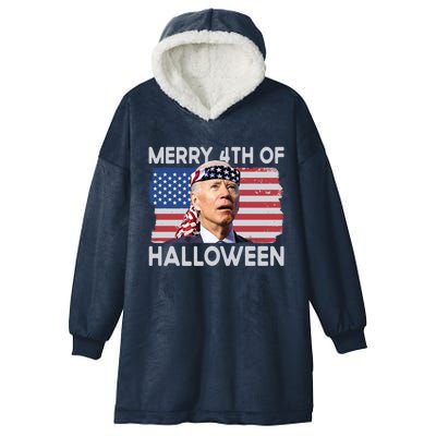 Merry 4th Of Halloween Confused Biden 4th Of July Cool Gift Hooded Wearable Blanket