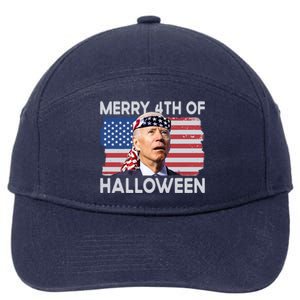 Merry 4th Of Halloween Confused Biden 4th Of July Cool Gift 7-Panel Snapback Hat