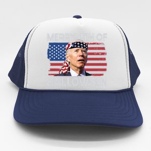 Merry 4th Of Halloween Confused Biden 4th Of July Cool Gift Trucker Hat