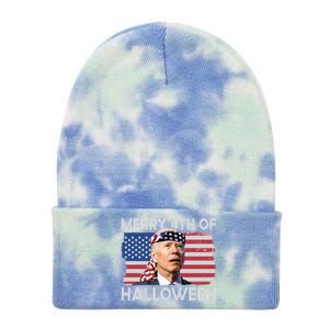 Merry 4th Of Halloween Confused Biden 4th Of July Cool Gift Tie Dye 12in Knit Beanie