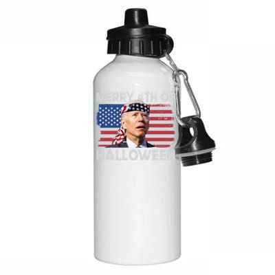 Merry 4th Of Halloween Confused Biden 4th Of July Cool Gift Aluminum Water Bottle