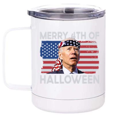 Merry 4th Of Halloween Confused Biden 4th Of July Cool Gift 12 oz Stainless Steel Tumbler Cup