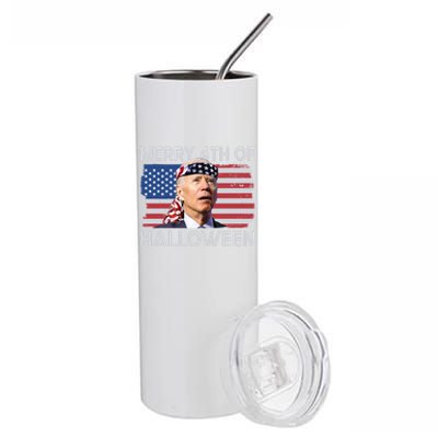 Merry 4th Of Halloween Confused Biden 4th Of July Cool Gift Stainless Steel Tumbler