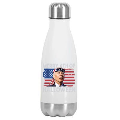 Merry 4th Of Halloween Confused Biden 4th Of July Cool Gift Stainless Steel Insulated Water Bottle