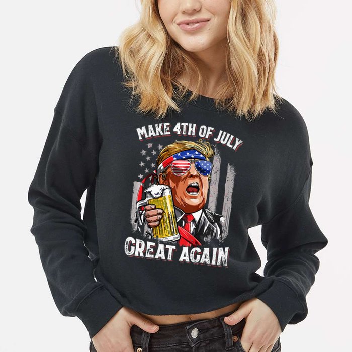 Make 4th Of July Great Again Cropped Pullover Crew