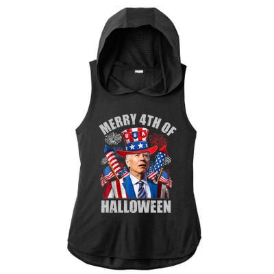 Merry 4th Of Halloween Joe Biden Confused 4th Of July 2024 Gift Ladies PosiCharge Tri-Blend Wicking Draft Hoodie Tank