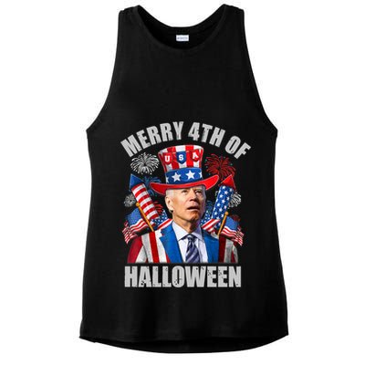 Merry 4th Of Halloween Joe Biden Confused 4th Of July 2024 Gift Ladies PosiCharge Tri-Blend Wicking Tank