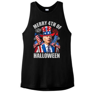 Merry 4th Of Halloween Joe Biden Confused 4th Of July 2024 Gift Ladies PosiCharge Tri-Blend Wicking Tank