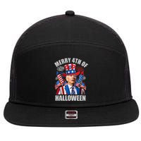 Merry 4th Of Halloween Joe Biden Confused 4th Of July 2024 Gift 7 Panel Mesh Trucker Snapback Hat