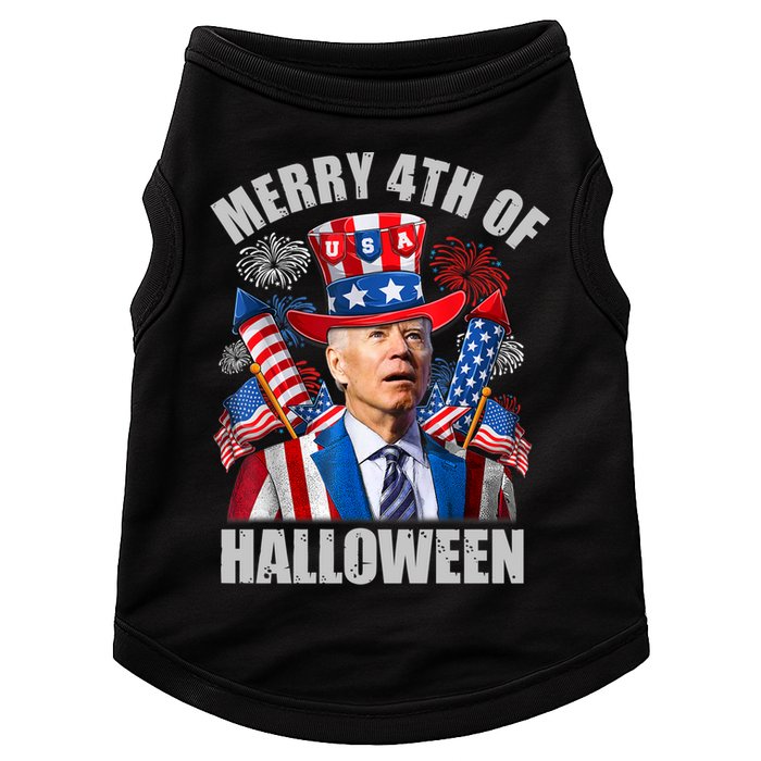 Merry 4th Of Halloween Joe Biden Confused 4th Of July 2024 Gift Doggie Tank