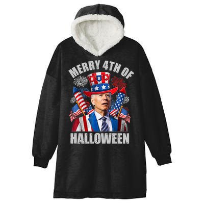 Merry 4th Of Halloween Joe Biden Confused 4th Of July 2024 Gift Hooded Wearable Blanket