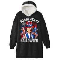 Merry 4th Of Halloween Joe Biden Confused 4th Of July 2024 Gift Hooded Wearable Blanket