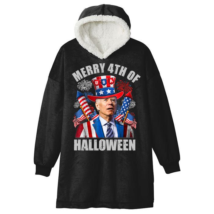 Merry 4th Of Halloween Joe Biden Confused 4th Of July 2024 Gift Hooded Wearable Blanket