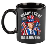 Merry 4th Of Halloween Joe Biden Confused 4th Of July 2024 Gift 11oz C Handle Ceramic Mug