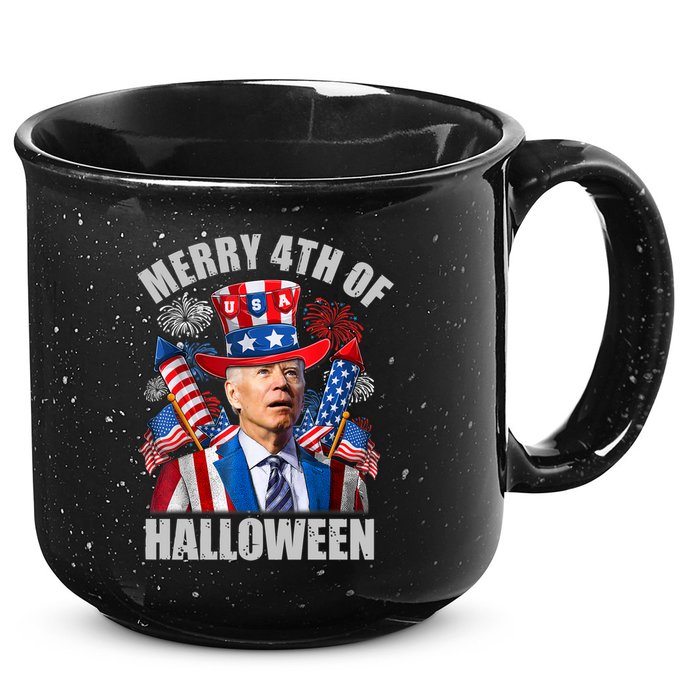 Merry 4th Of Halloween Joe Biden Confused 4th Of July 2024 Gift 15oz Campfire Ceramic Mug