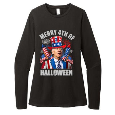 Merry 4th Of Halloween Joe Biden Confused 4th Of July 2024 Gift Womens CVC Long Sleeve Shirt